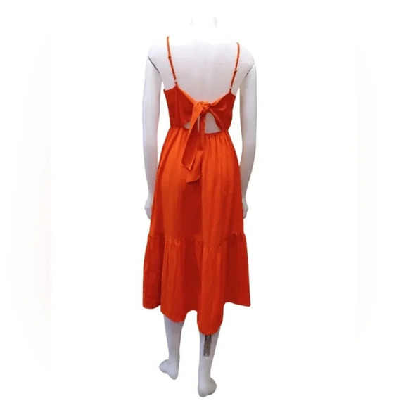 Japna NWT Linen Blend Orange Sleeveless Midi Dress Size S/P - Picture 4 of 8